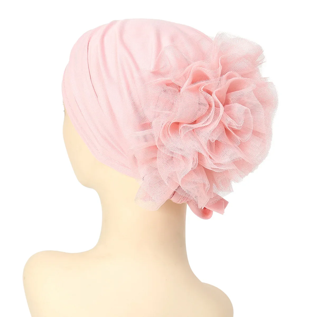 

New Mesh Flower Beanies Women Muslim Hijab Turban Bonnet Chemo Cap Hair Loss Headscarf Head Wrap Lace Up Headwear Turbante Mujer