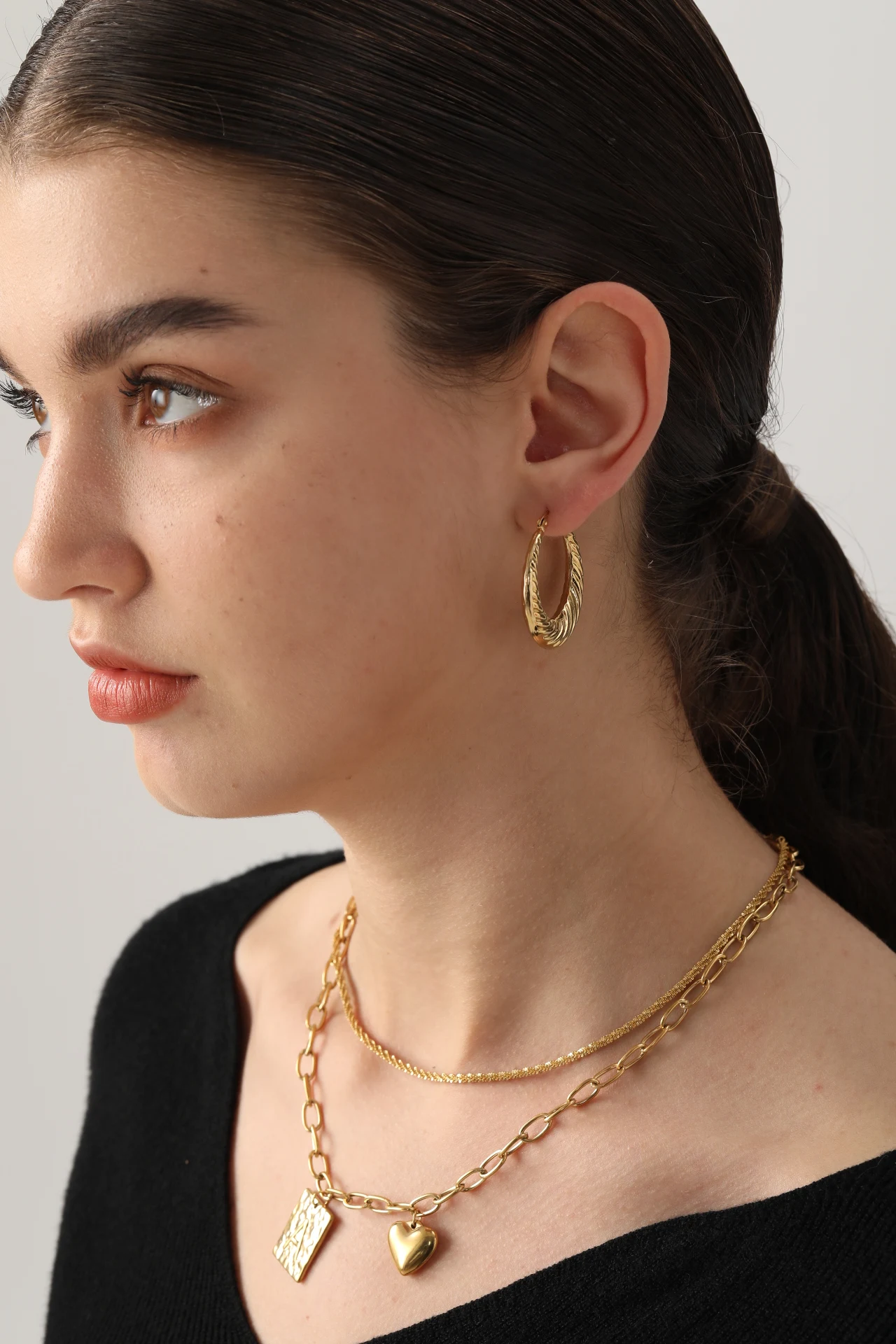 ASONSTEEL High Quality Luxury Circular Hoop Earrings Golden Stainless Steel Jewelry Party For Women Metal Party Jewelry Gifts