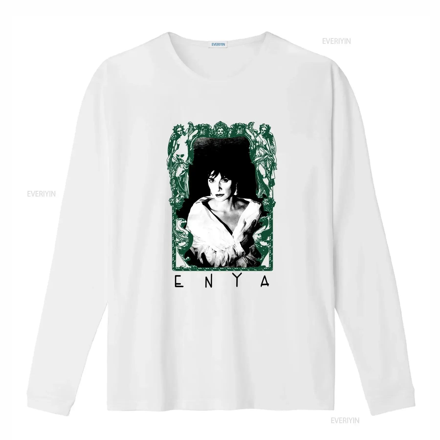 Vintage Enya Portrait T Shirt for Adults in Sizes S 5XL with Gothic Frame Design vintage Washed fashion Stretched Unisex homme