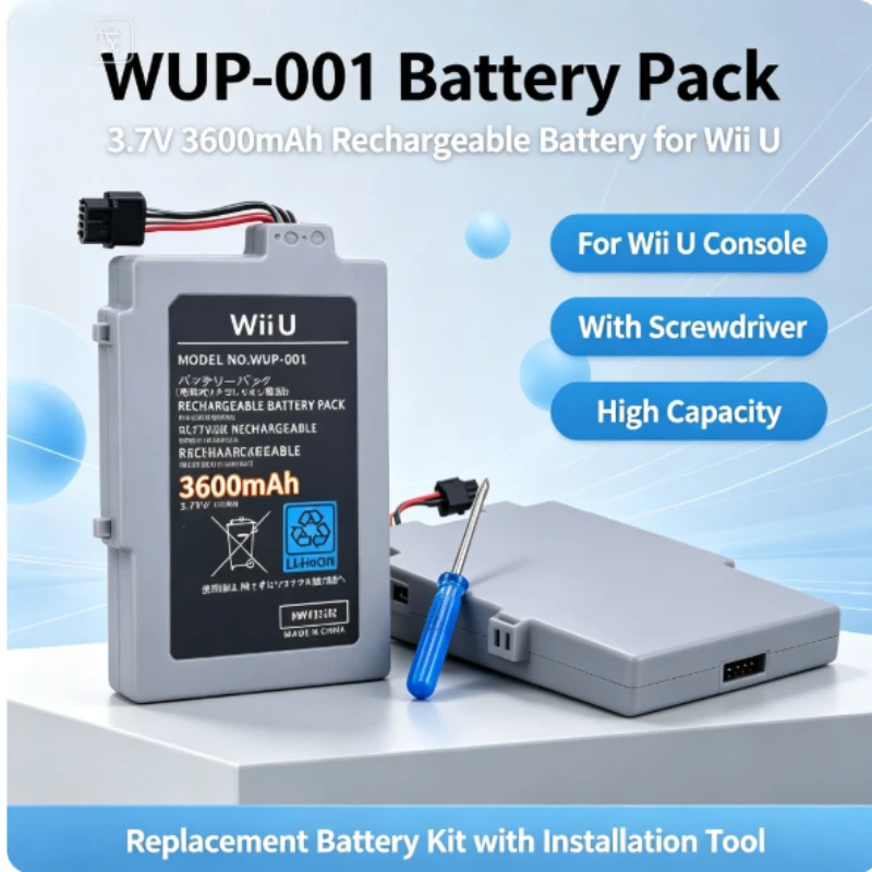 New Rechargeable Lithium Batter Wii U 3600mAh 3.7V Above Cable Gamepad for Nintendo Wii U Controller Gamepad