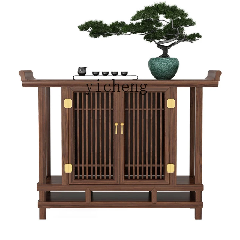 

Zk New Chinese Style Entrance Cabinet Living Room Home Solid Wood Storage Rack Entry Door Hallway Console