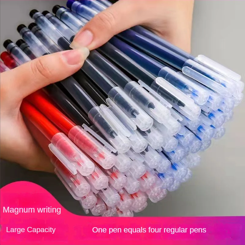 10Pcs High Capacity Gel Pen 0.5mm Black Blue Red Big Capacity Ink Student Test Office Signature Pens School Writing Supplies