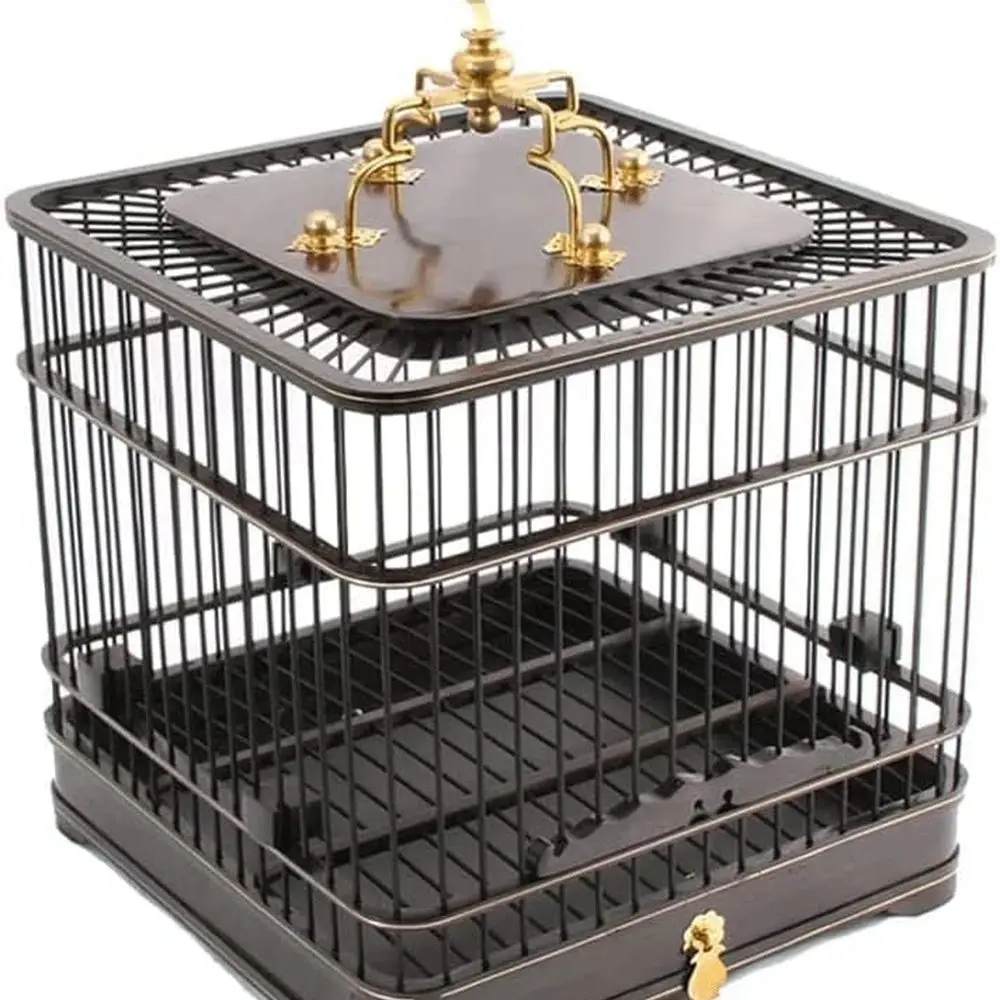 

Винтажная деревянная квадратная клетка для птиц — портативный уличный средний черный птичий домик для удобной переноски