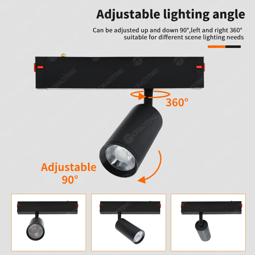 

Magnetic Rail Lighting System Surface Ceiling Smart Rotatable COB LED Track Spotlight with Smart Focus for Interior Rail Systems