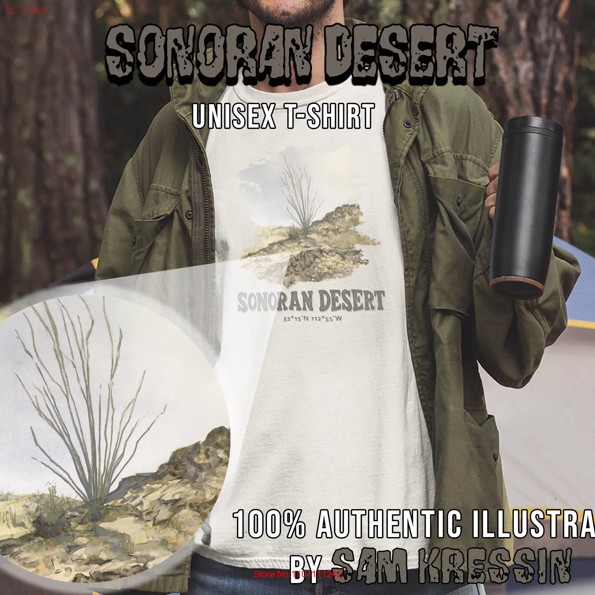 Sonoran Desert V2 High Quality T Shirt Authentic Artwork for Men and Women long or short sleeves