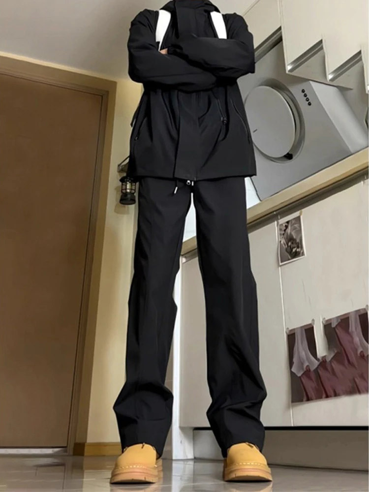 

Bla Fce Lined Waterproof Windproof Outdoor Workwear Pants Men's Autumn Winter Thi Warm Soft ell Straight Leg Trousers