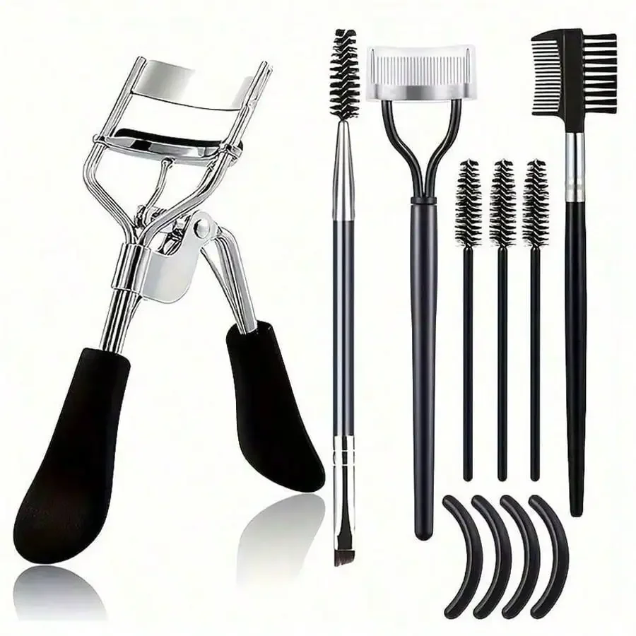 Eyebrow Brush, 11-In-1 Eyelash Grooming Kit,4 Silicone Refill Pads Curler With Comb Includes Eyelash Separator, Eyelash Wand