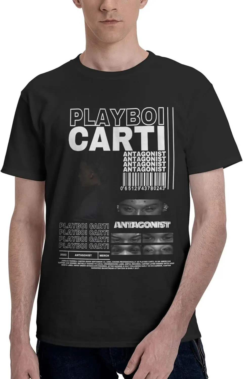 Playboi Rappe Carti Mens Womens Hip Hop Rap Trap Rapper Streetwear Vintage Style T-Shirt Black