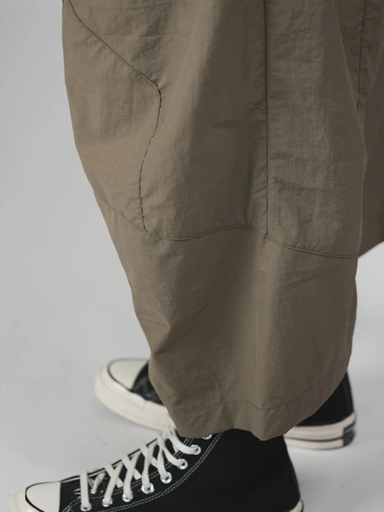 Nerazzurri Spring Summer Baggy Wide Leg Calf-Length Pants for Men Elastic Waist Loose Casual Luxury Designer Menswear Clothing