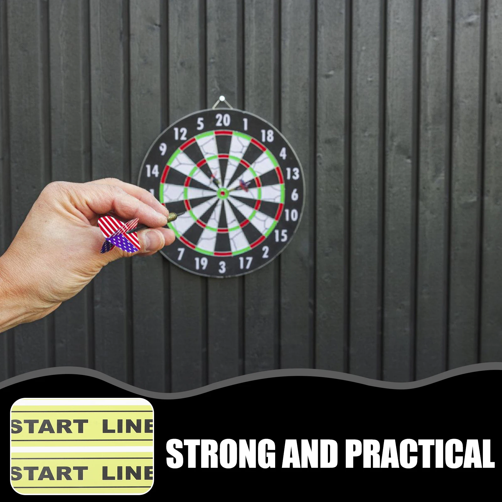Accesorios de línea de lanzamiento de dardos, marcador de tierra de PVC de 60x10cm para suministros de juegos de fiesta, accesorios de juego de aviso de línea de lanzamiento de juguete
