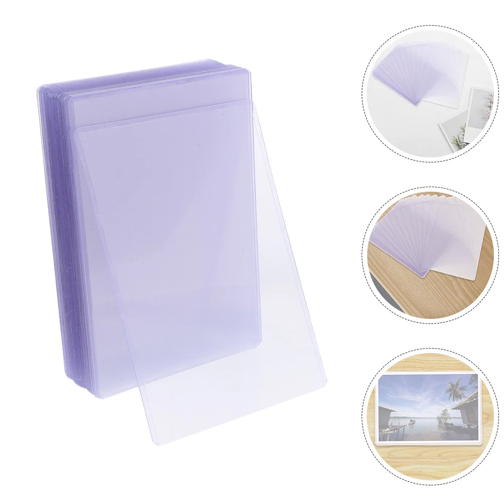 50 Pcs Card Sleeves Hard Plastic Clear Photo Business Holders Protector Transparent