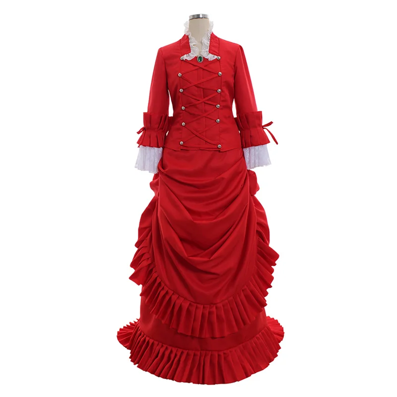 

Vintage Victorian Medieval Royal Duchess Costume Historical Ball Victorian Red Bustle Dress Vampire Dress