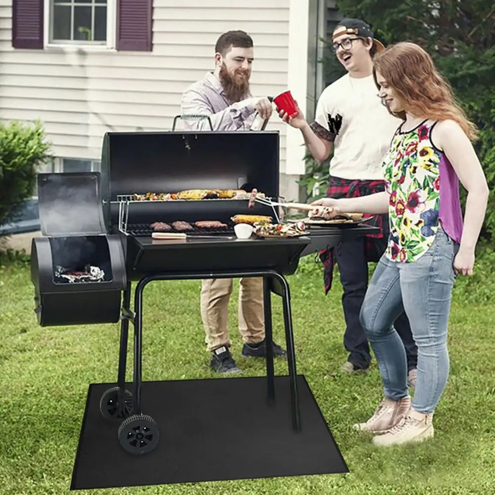 

Large 122/152/182x100CM Under Grill Mat, Fireproof Grill Pad, Oil-Proof Waterproof BBQ Protector For Outdoor Grass And Patios
