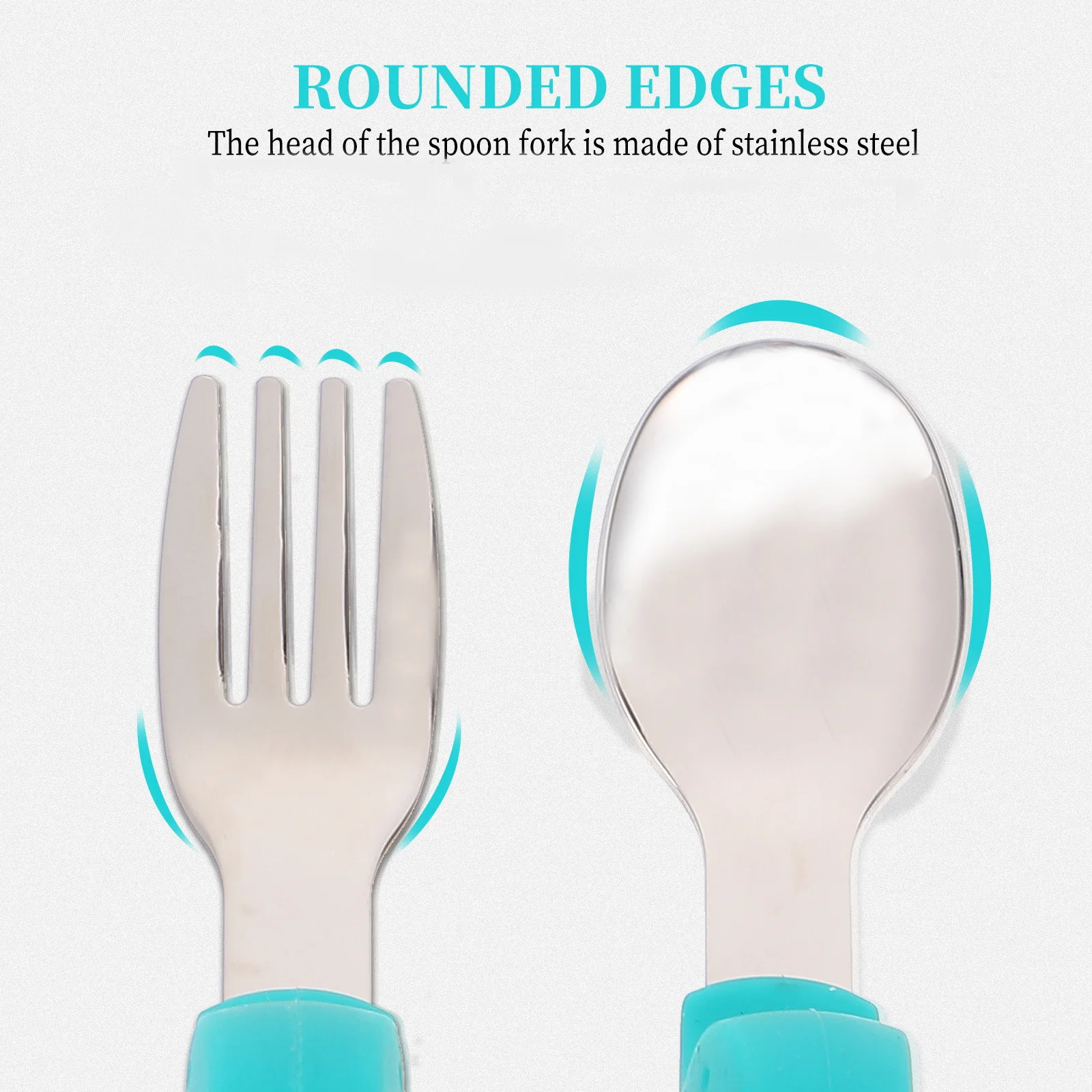 

Силиконовые детские ложки, вилки, детская тренировочная посуда, зеленые обучающие столовые приборы из нержавеющей стали, инструмент для еды, практика