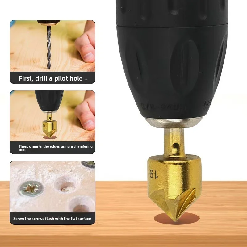 카운터싱크 드릴 비트 1/2인치 1/4인치 3/8인치 3/4인치 5/8인치 헥스 샹크 밀 커터 홀 커터 목재 금속 플라스틱 챔퍼링 도구