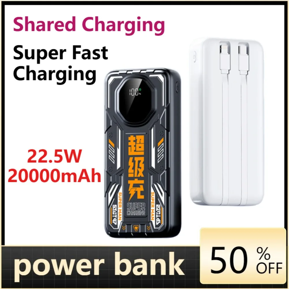 

3C Certified Mecha Style Power Bank, 22.5W Super Fast Charging, 20000mAh Large Capacity, Stylish & Universal Portable Charger