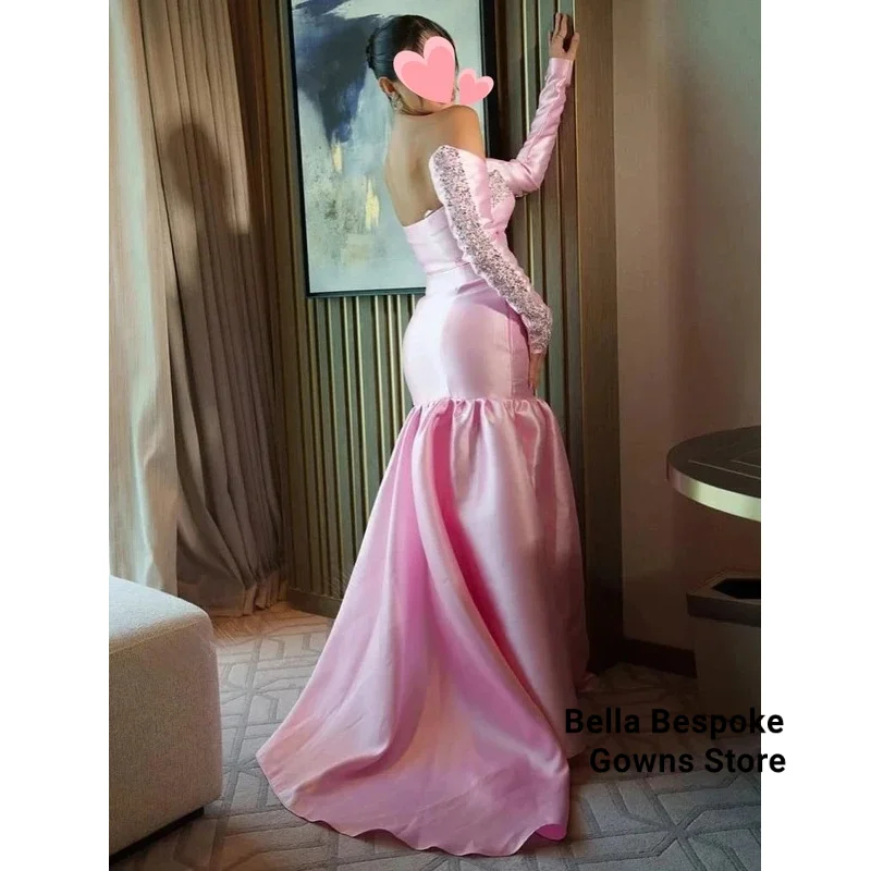 Elegante vintage zoete roze zeemeermin kristal kralen aanpassen formele gelegenheid galajurk avondjurken