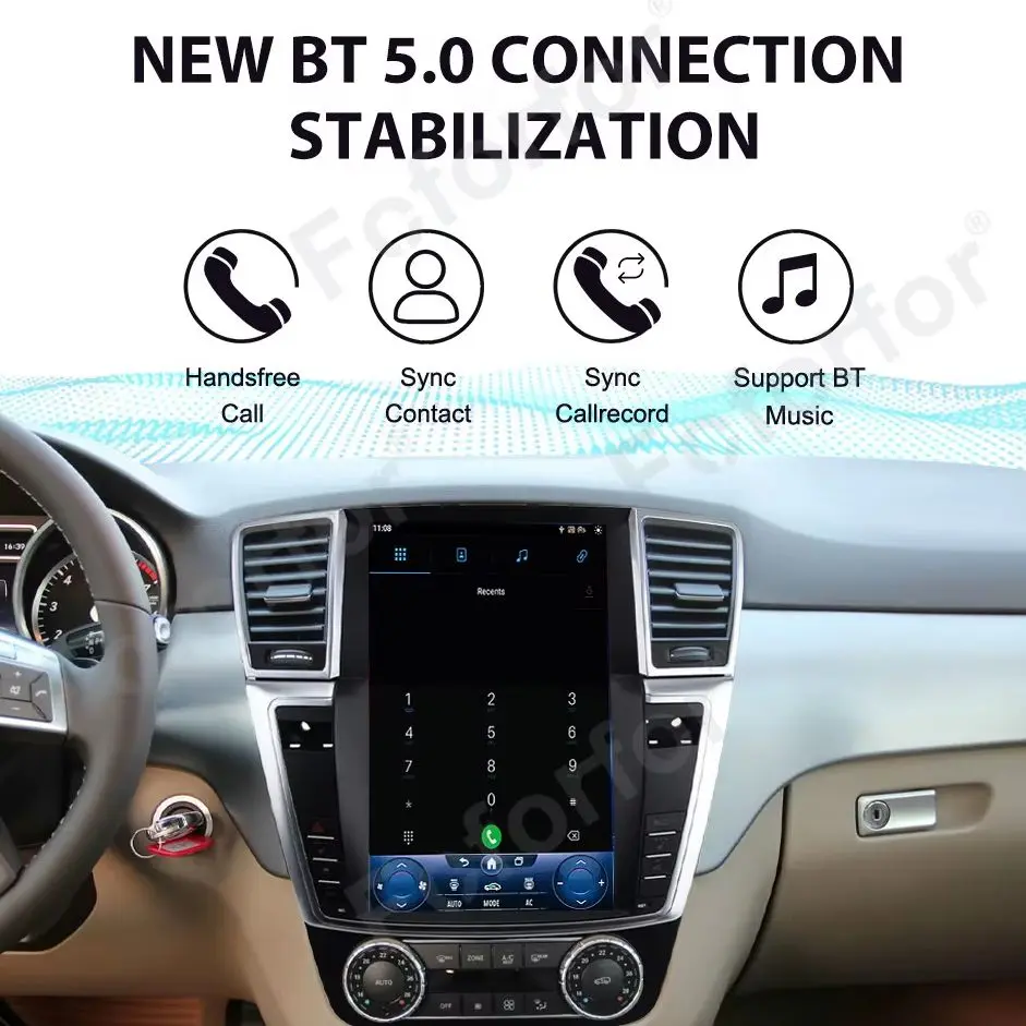 12.1Inch Android 13 For Mercedes-Benz ML 2013-2015 Qualcomm Car Radio CarPlay GPS Navigation HD Touch Screen Multimedia Player-