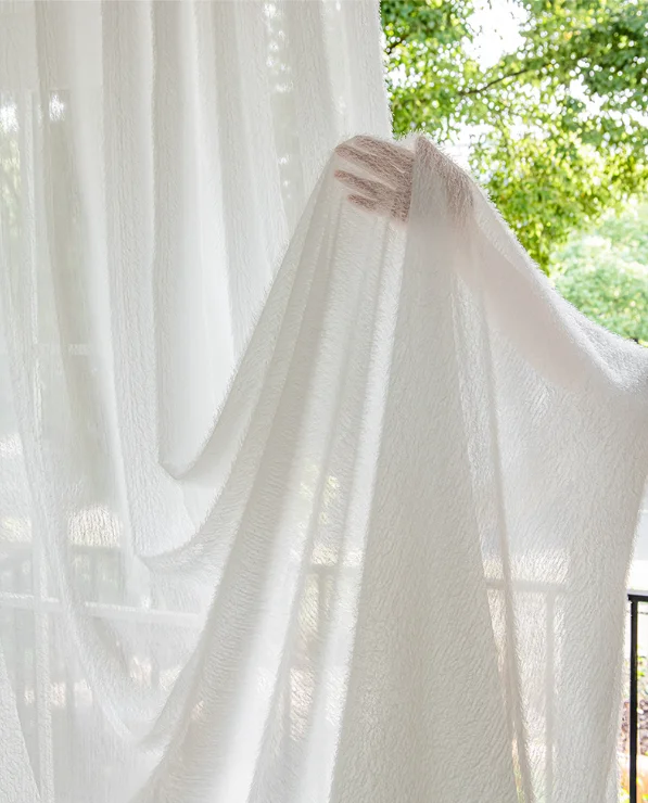 1PC Cute Princess Style Plush Gauze Balcony Bedroom Bay Window Living Room White Tulle Curtains