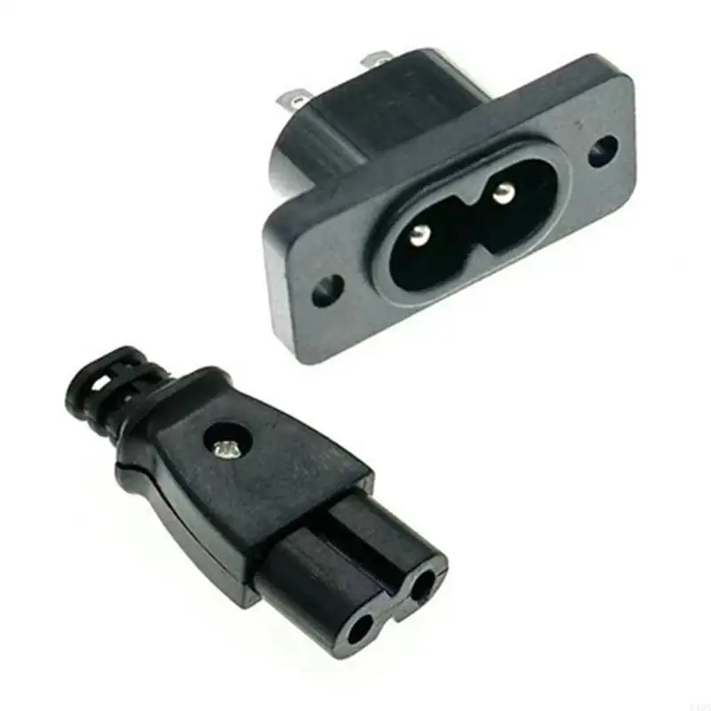 K43B Durability 8 Connectors C8 Panel Mount Plug Adapter For Convenient Power Management AC250V 2.5A 2Pin Plug