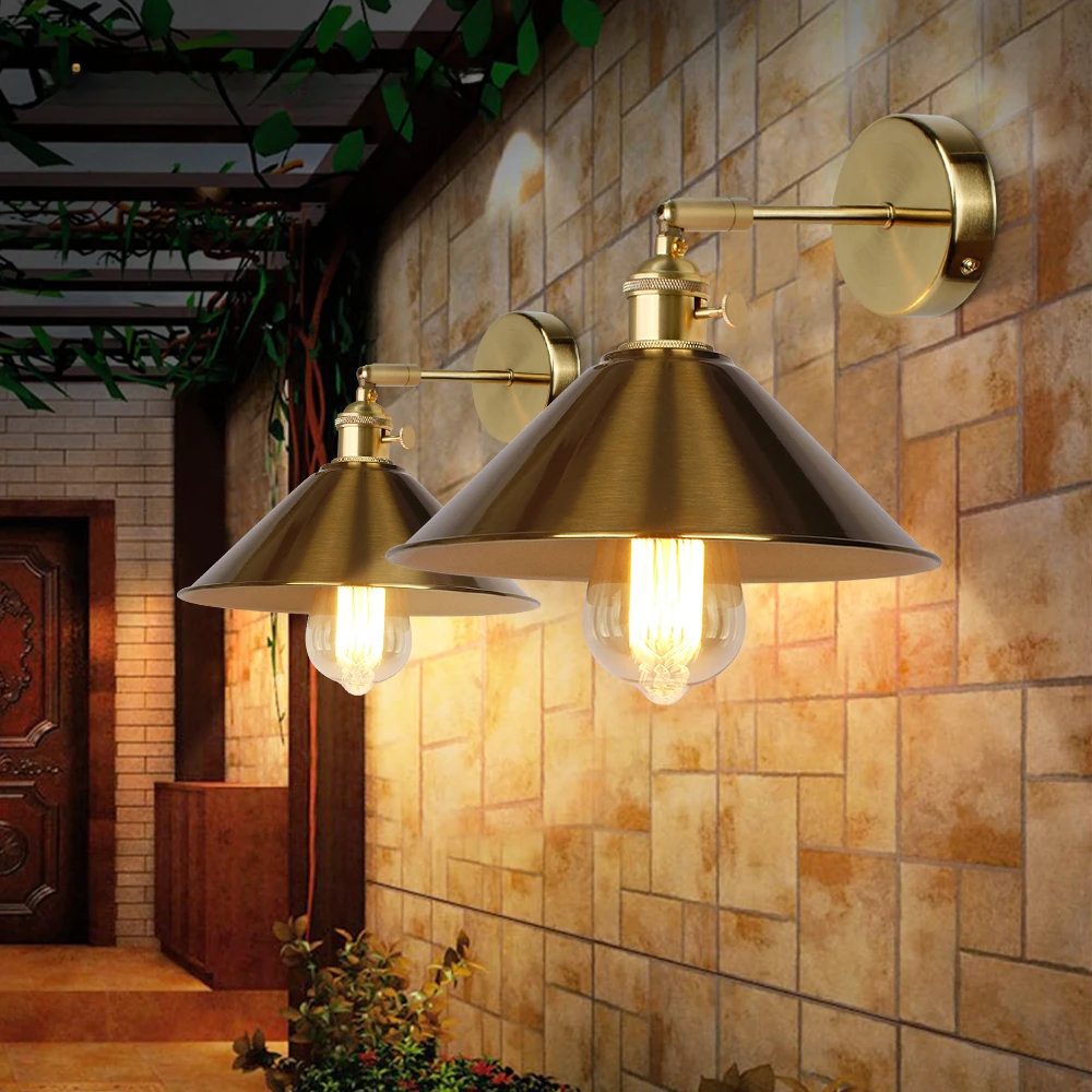 

Vintage Wall Lamp With Switch Copper Color Bedroom E27 sconce Gold Plug In For Living Room
