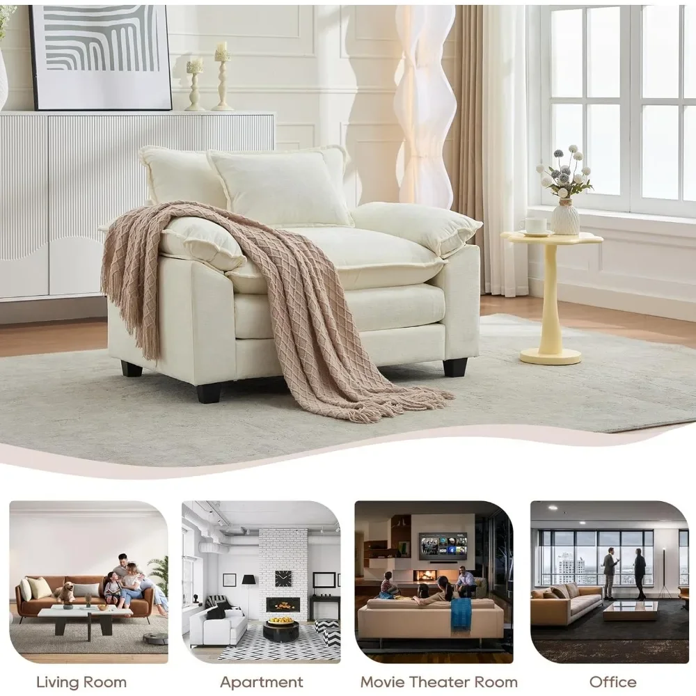 

【Modern Chenille Cloud Couch】Deep Seat Modular Single Seater | Comfy Upholstered Sofa with Lumbar Pillow | Sectional Sofa