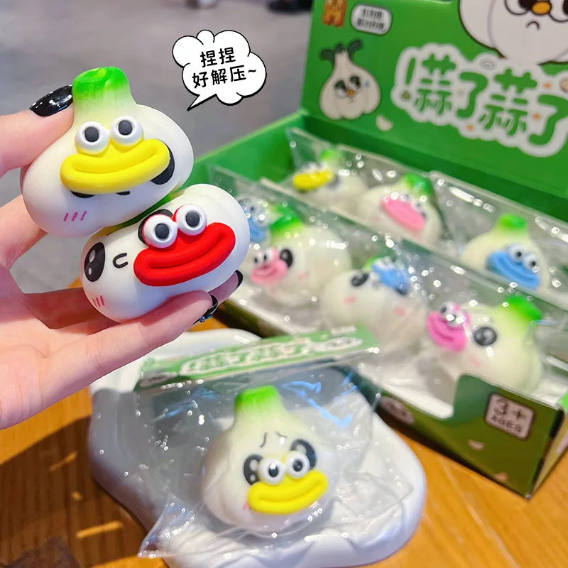 Funny Big Eye Mouth Garlic Squishy Toy Slow Rising Soft Squeeze Stress Relief Fidget Toy Novelty Desktop Decor Gift For Teens Ad