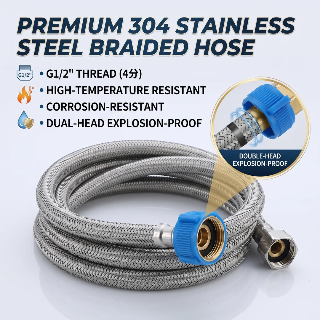 304 Stainless Steel Braided Hose, G1/2