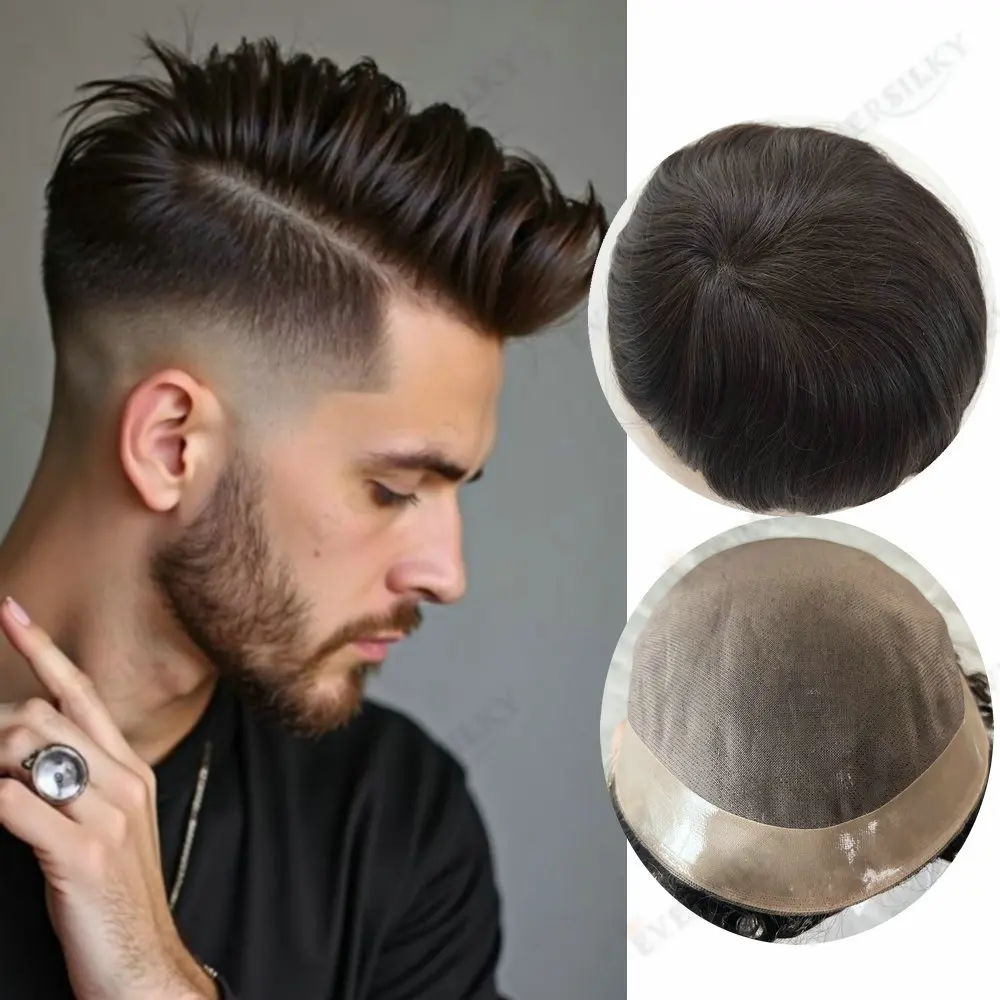Light Brown Blonde Strong Mono NPU Base Men's Toupee with Natural Hairline European Human Hair Super Durable Prothesis HairpiecE