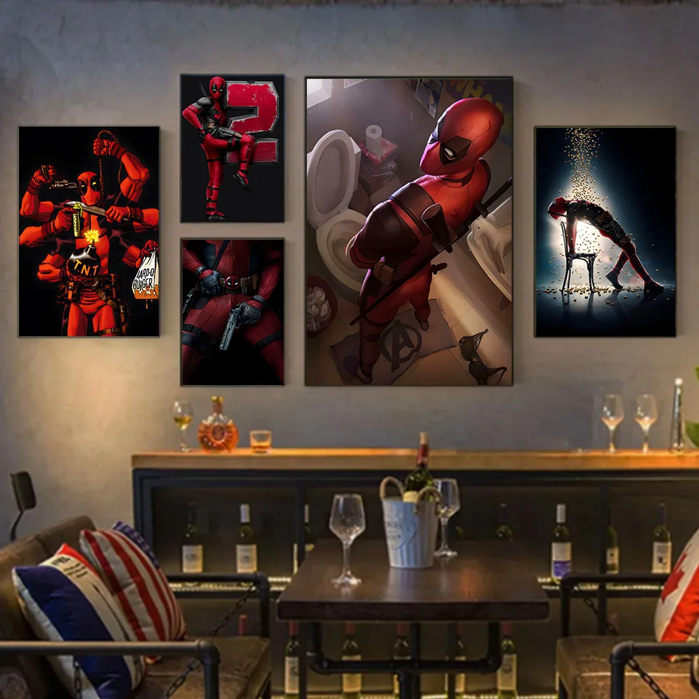 MINISO Marvel Avengers Superheroes Deadpool Home Living Room Bedroom Decorative Art Posters Kids Room Wall Mural Canvas Painting