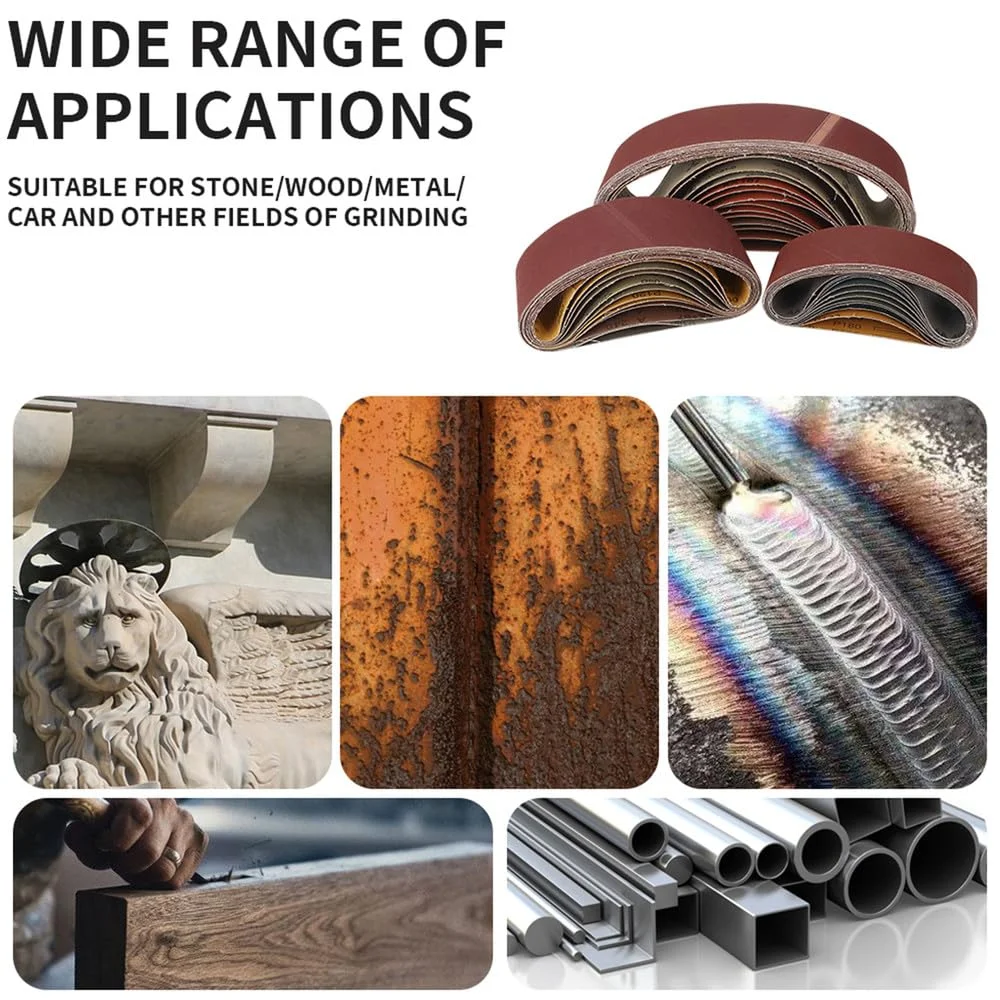 20 pezzi 75x533mm 3x21 pollici nastro abrasivo 40/60/80/120/180/240/320 grana ossido di alluminio nastro abrasivo levigatrice nastro per la lavorazione del legno