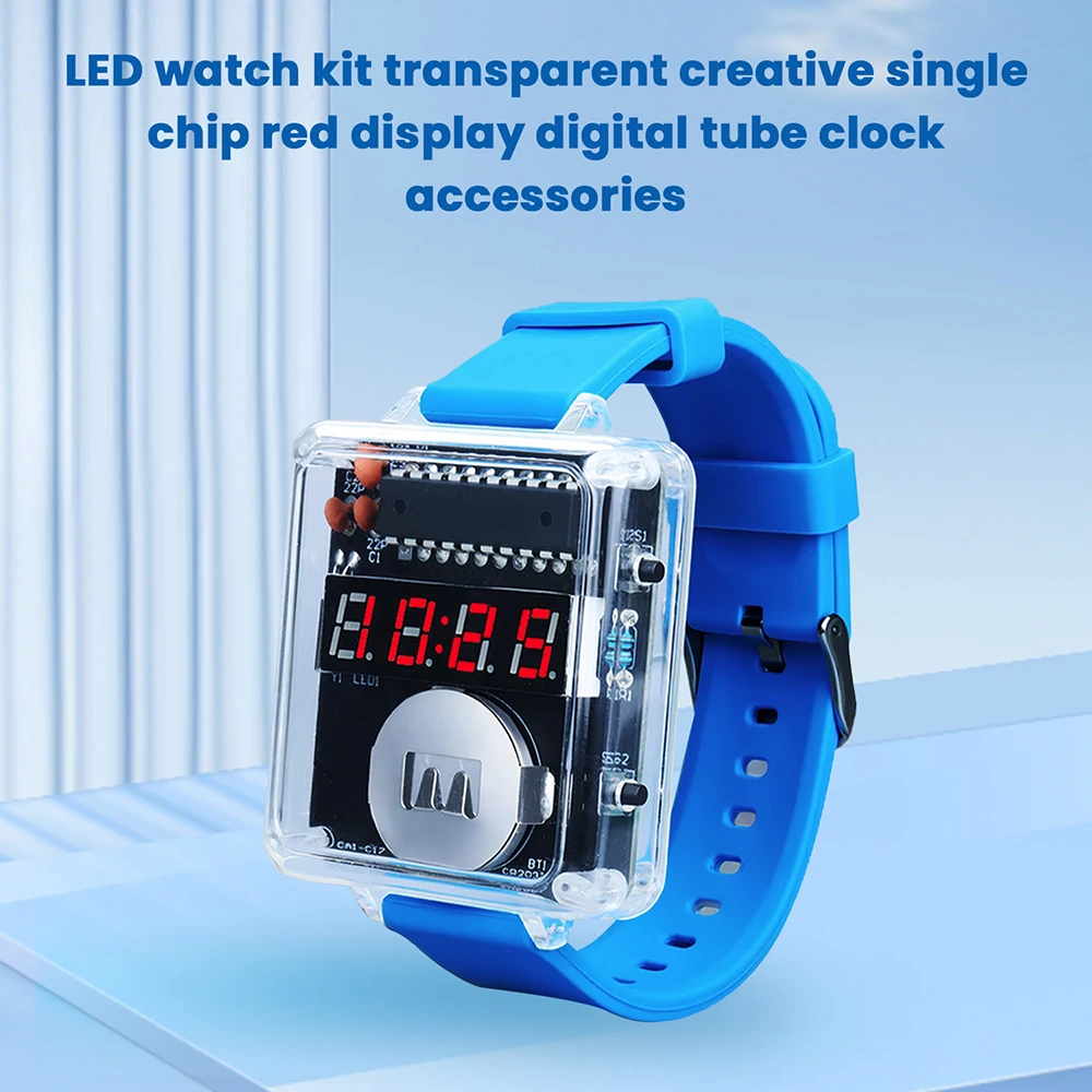 DIY Electronic Watch Kit 0.28'' LED Digital Tube Creative Watch Soldering Kit Microcontroller Watch Kit with Case&Silicone Strap