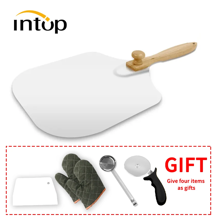 

Easter Gift Pizza Peel Pizza Shovel with Foldable Handle-Pizza Spatula with 4 Giveaways Cutter Gloves Soup Spoon Dough Scraper