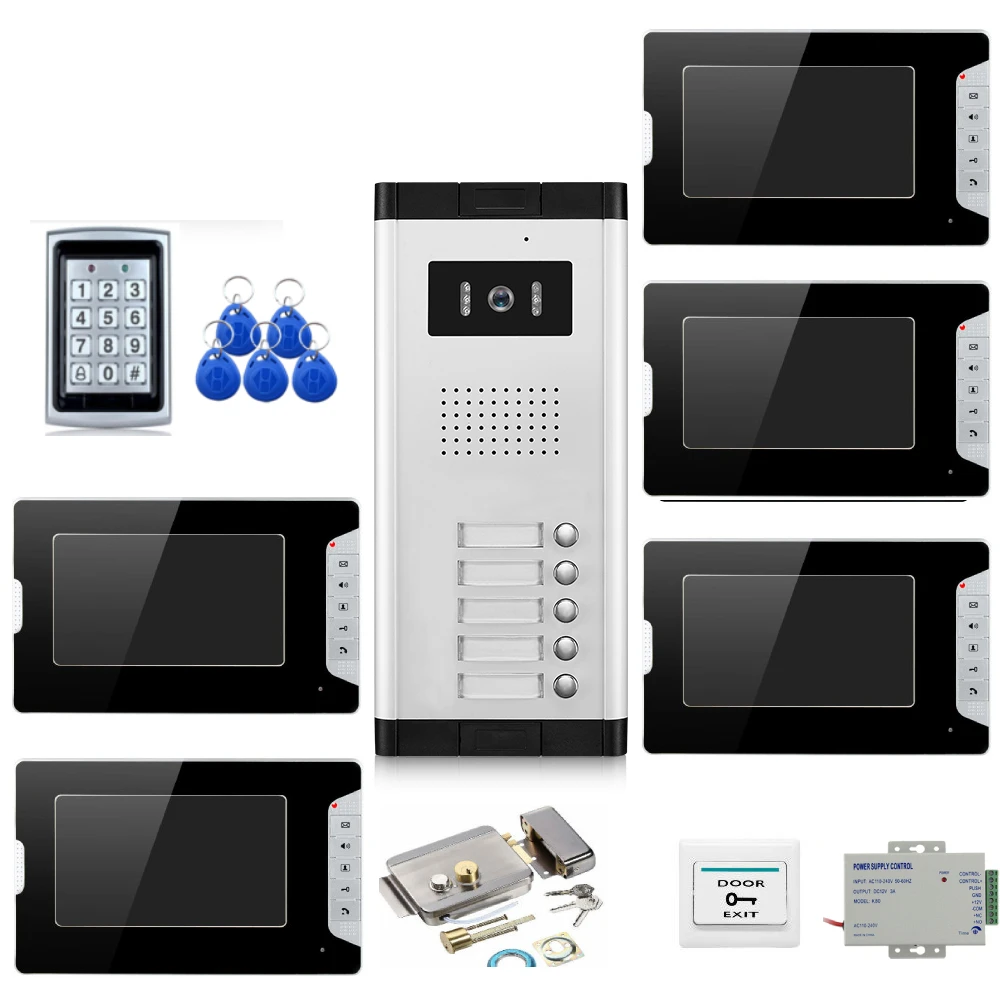 アパート用テレビ電話,ドアベル,インターホン,カラーモニター,2, 3,4,5,マルチユニット