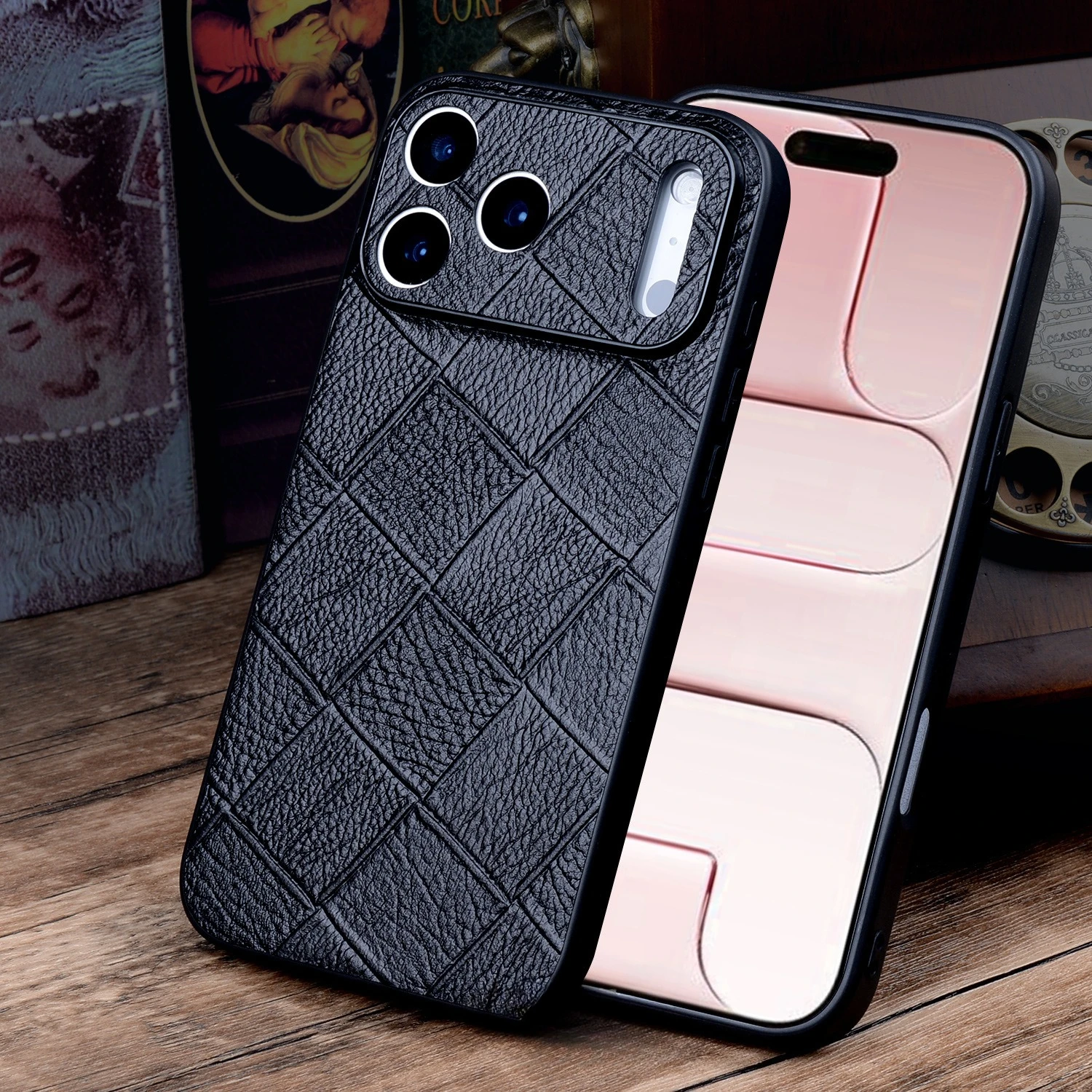 

Роскошный простой кожаный чехол с текстурой воловьей кожи для iPhone 17 Pro Max 17Pro Air Precise Защита объектива камеры Твердый корпус мобильного телефона