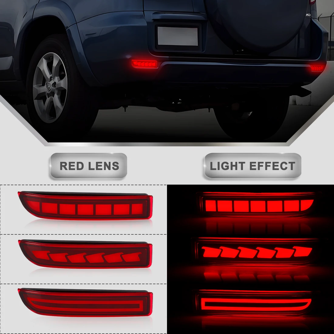 LED Rear Bumper Reflector Lights For Toyota RAV4 2006 2007 2008 2009 2010 2011 2012 For PREVIA Alphard 2010-2012 Brake Light 12V