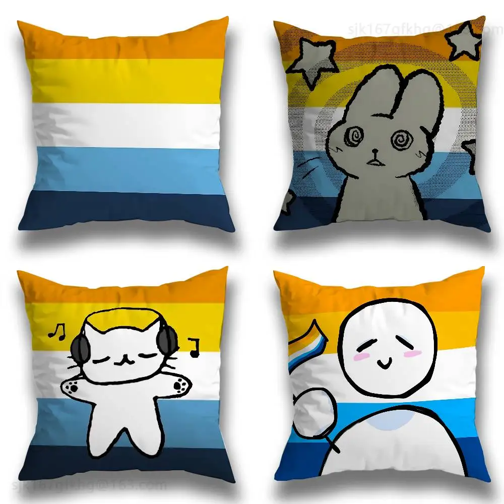 

Aroace Pride Pillow Case Square Double-Sided Printing Short Plush Sofa Cushion Cover Bedroom Bedside Pillow