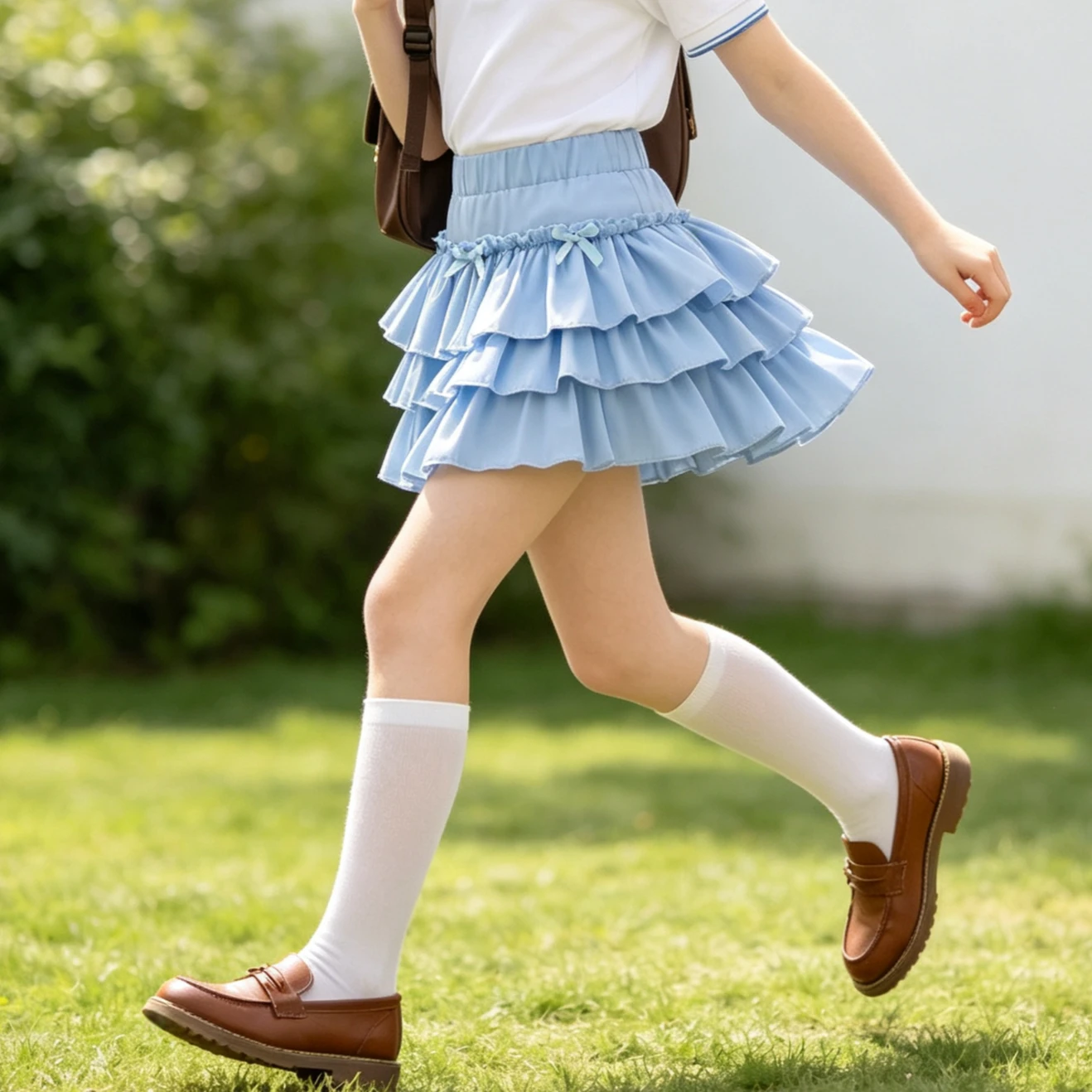 Girls Summer Tiered Ruffle Skirt Cute Bow Decor Elastic Waist A-Line Mini Tutu Cake Skirt Kids Princess Party Daily Bottoms