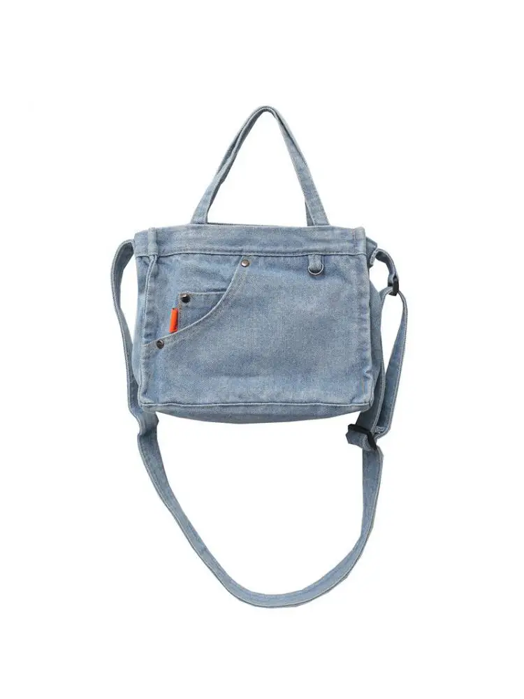 Denim Messenger Bag Causal Small Square Shoulder Bag For Men And Women Simple Denim Crossbody Bag