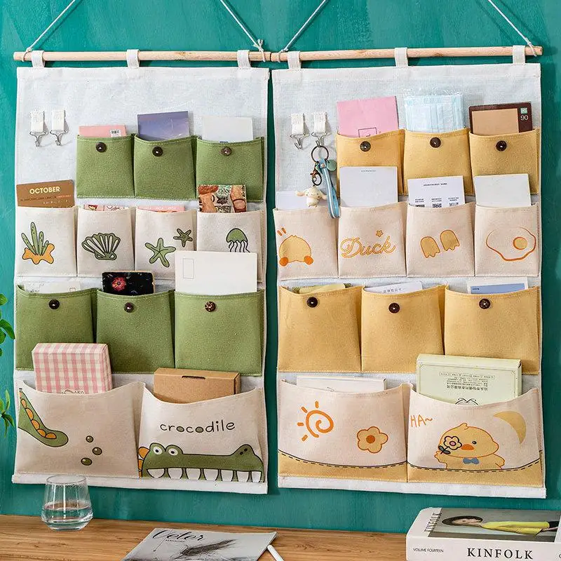 

Милый мультяшный хлопковый настенный органайзер для хранения вещей с несколькими отделениями для комнаты в общежитии в скандинавском стиле