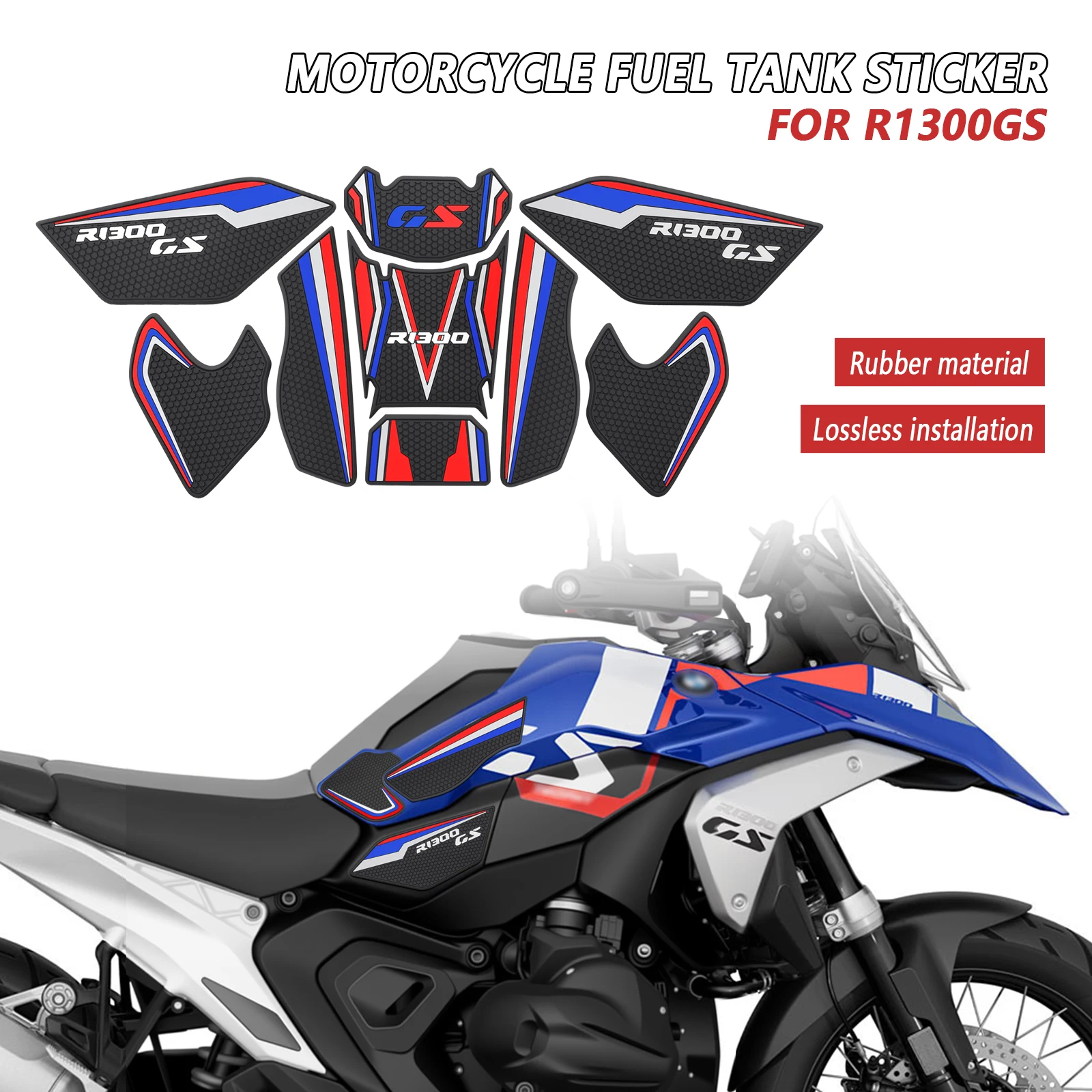 

For BMW R 1300 GS 2024 R1300GS 2023 Motorcycle Rubber Tank Pad Sticker Side Tank Pad Anti Scratch Decal Non-slip Sticker