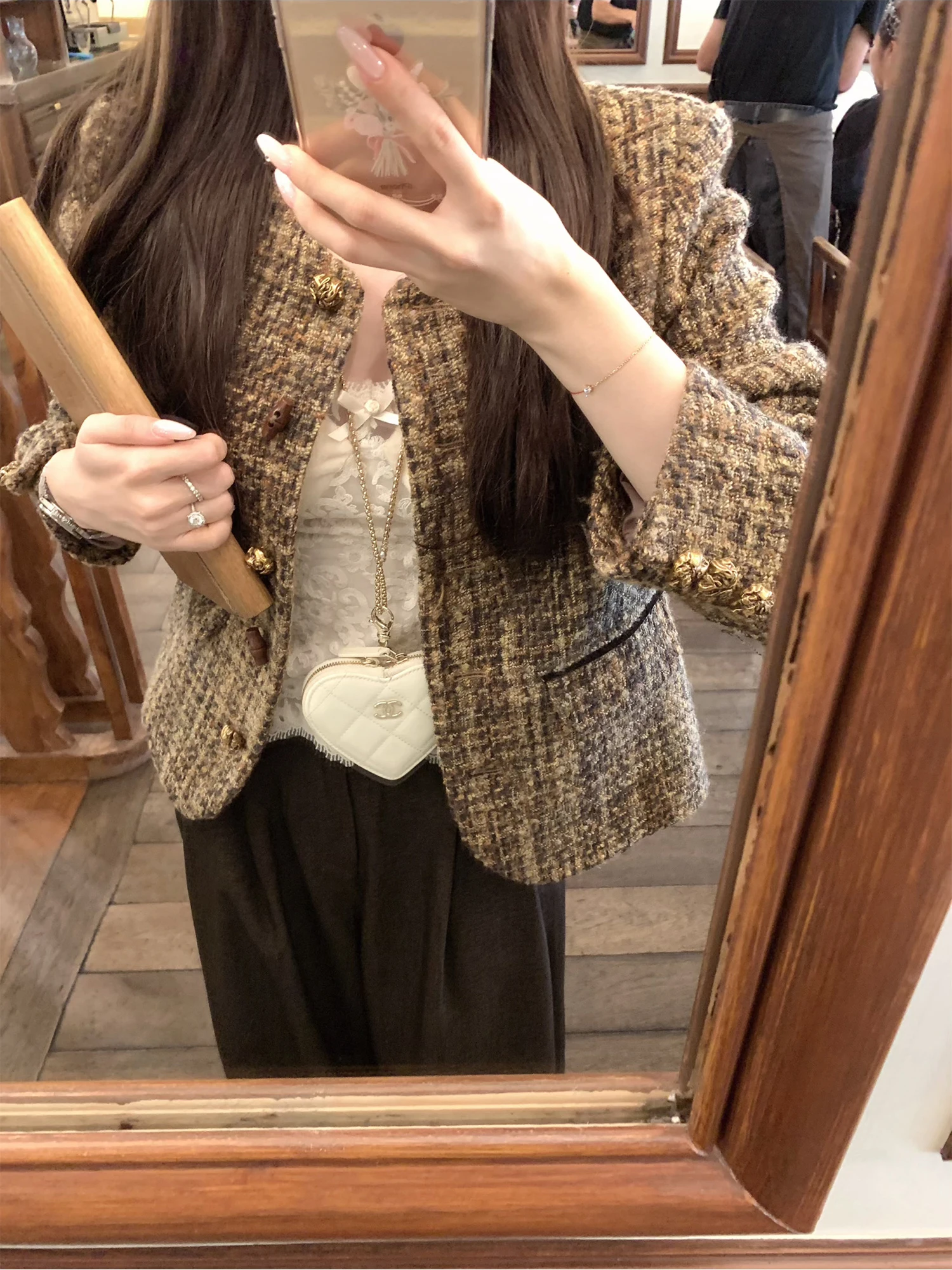 

Ines De La Frange Golden Musoom 2005 Collectible Lady's ort Coat Tailored Commuter Sle Polyester Fibre Regular Fit