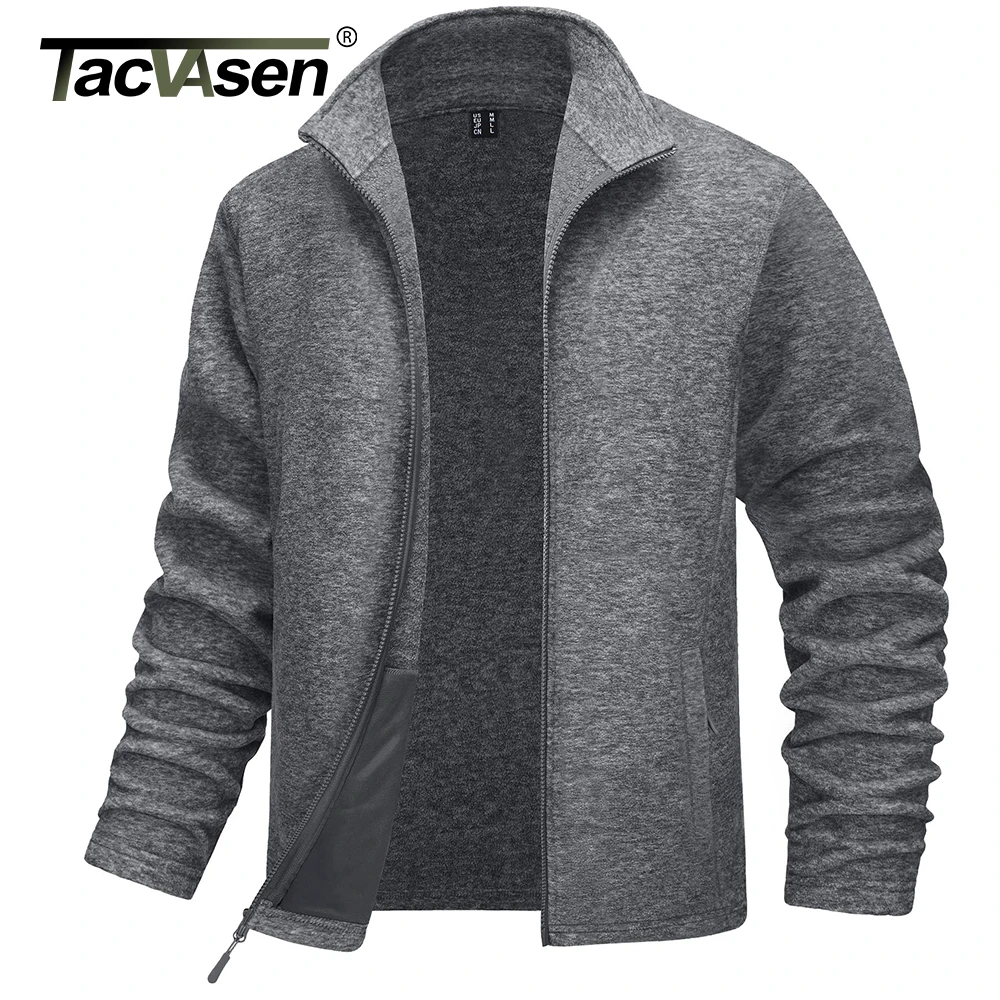 TACVASEN Men's Stand Collar Warmth Fleece Jackets Full Zip Windbreaker Coat Fall Winter Lightweight Casual Everyday Outerwear