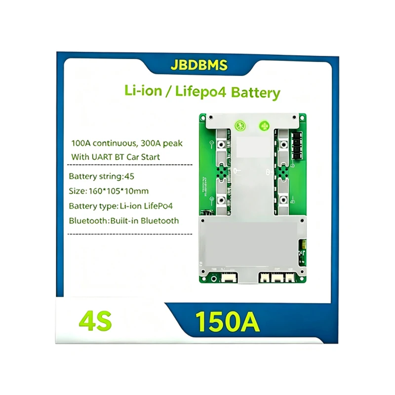 JBD 4S Smart BMS 12V LifePo4 150A  Built-in BT Lithium Battery Management System with UART Heating Series Function for E-bike