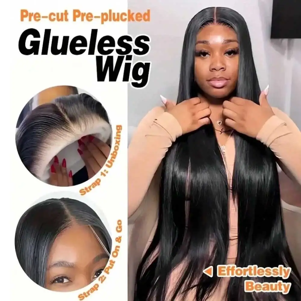 40 42 Inch Glueless Wig Straight Lace Front Human Hair Wigs Preplucked 13x4 13x6 HD Lace Frontal Wig 5x5 Straight Closure Wig
