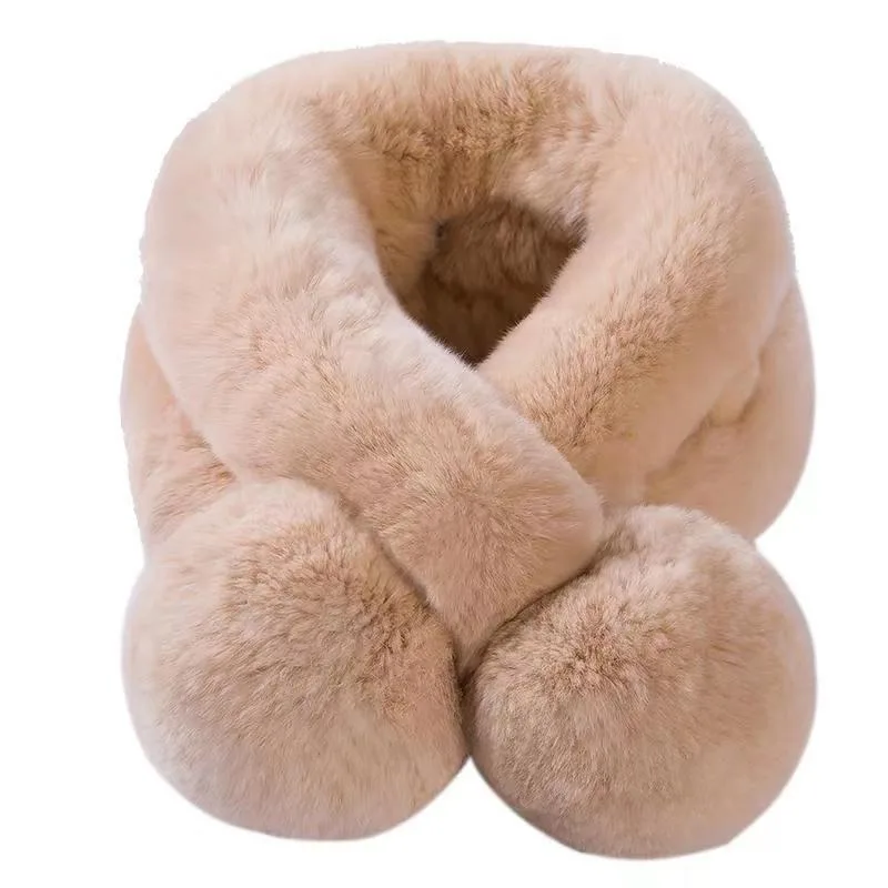 2025年新作 レディース レックスラビットファー スカーフ - 両面プラッシュ クロスオーバー ワイドカラー、冬ファッション 暖かいネックウォーマー ラップ 寒さ対策