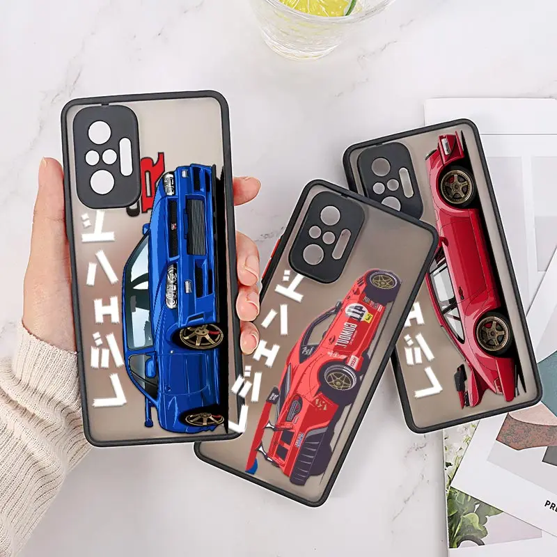 Cartoon Tokyo JDM Drift Sports Car Case For Xiaomi Redmi Note 10 Pro Funda Redmi Note 8 9 10 11 POCO M3 M4 Pro 4 5 6 Matte Cover