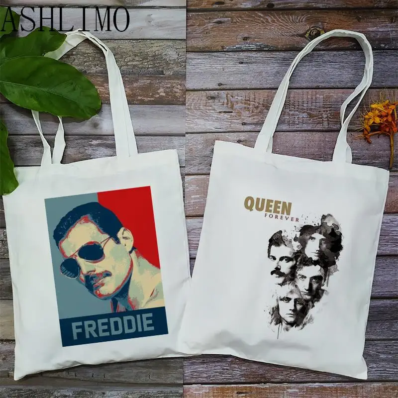 Shoulder Bag Queen Music Team Freddie Mercury Women High Capacity Eoc Friendly Tote Bag Canvas Bag  Foldable Shopping Reusable