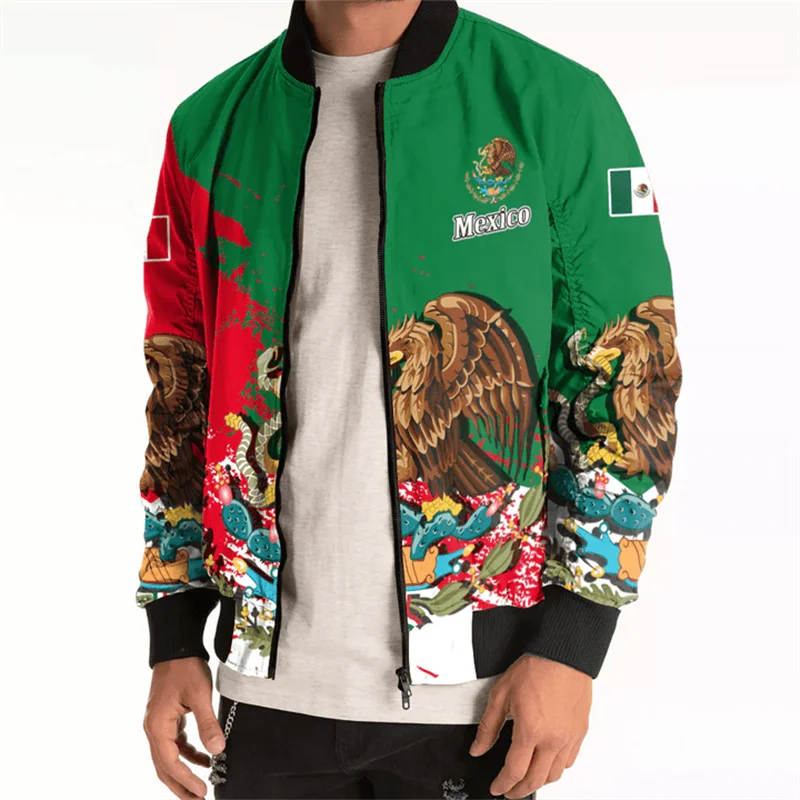 Harajuku 3D Mexico Skull Aztec Warrior Printing Jacket Mexican Ethnic Emblem Graphic Jackets For Men Fashion Long Sleeve Clothes