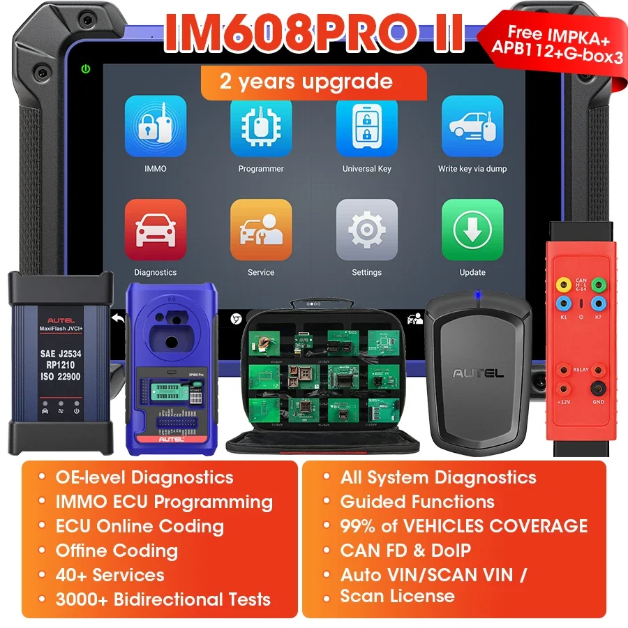 IM608Pro II Car Key Programmer & OBD2 Diagnostic Scanner, Full-System Tool for All Keys Lost, Automotive Locksmith